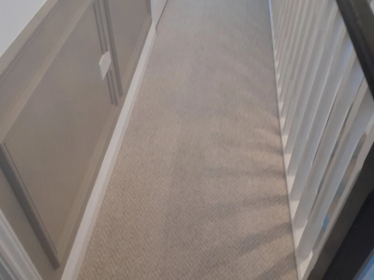 Beige carpet fitted through a panelled hallway and stairs, Newcastle