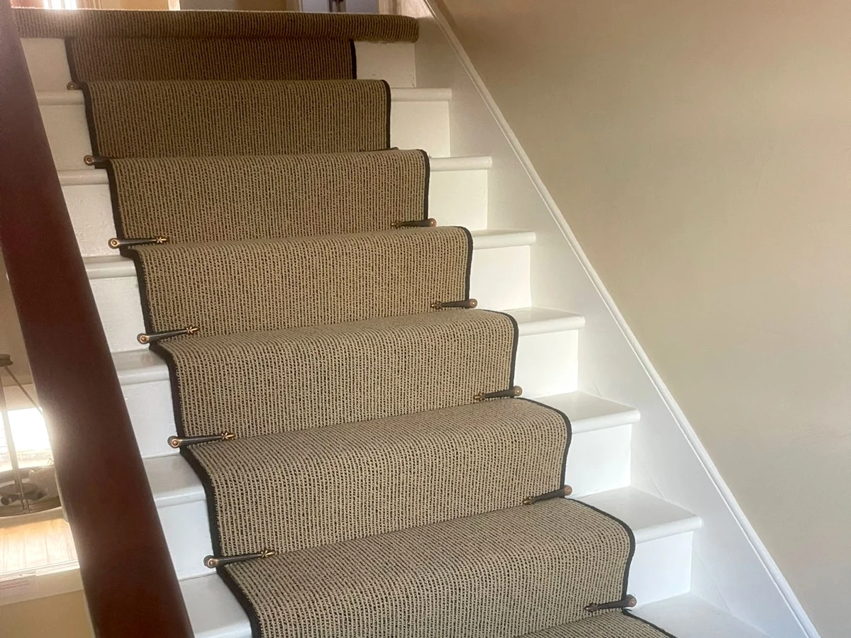 staircase carpet runner beige rods fitted newcastle foxglove flooring 2