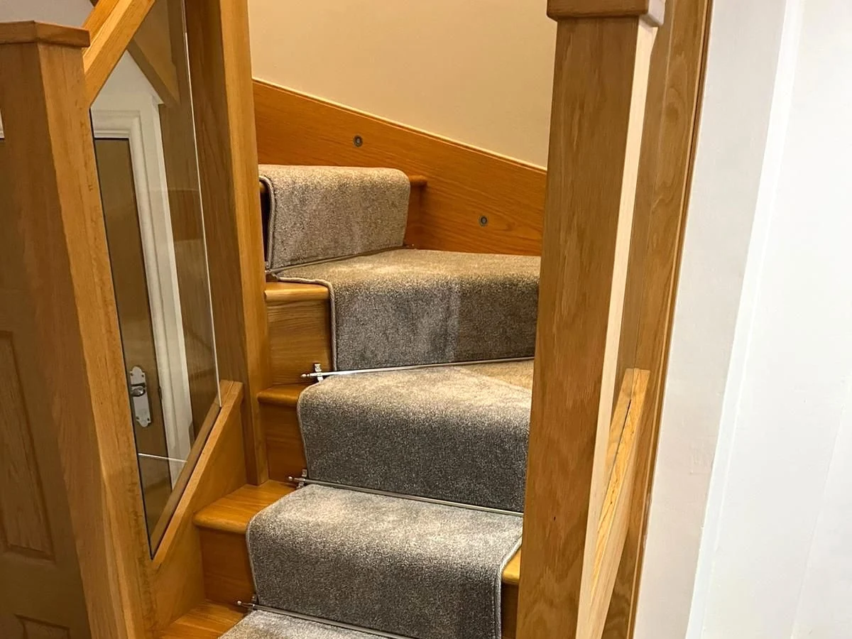 staircase carpet runner yellow floral fitted gosforth newcastle foxglove flooring